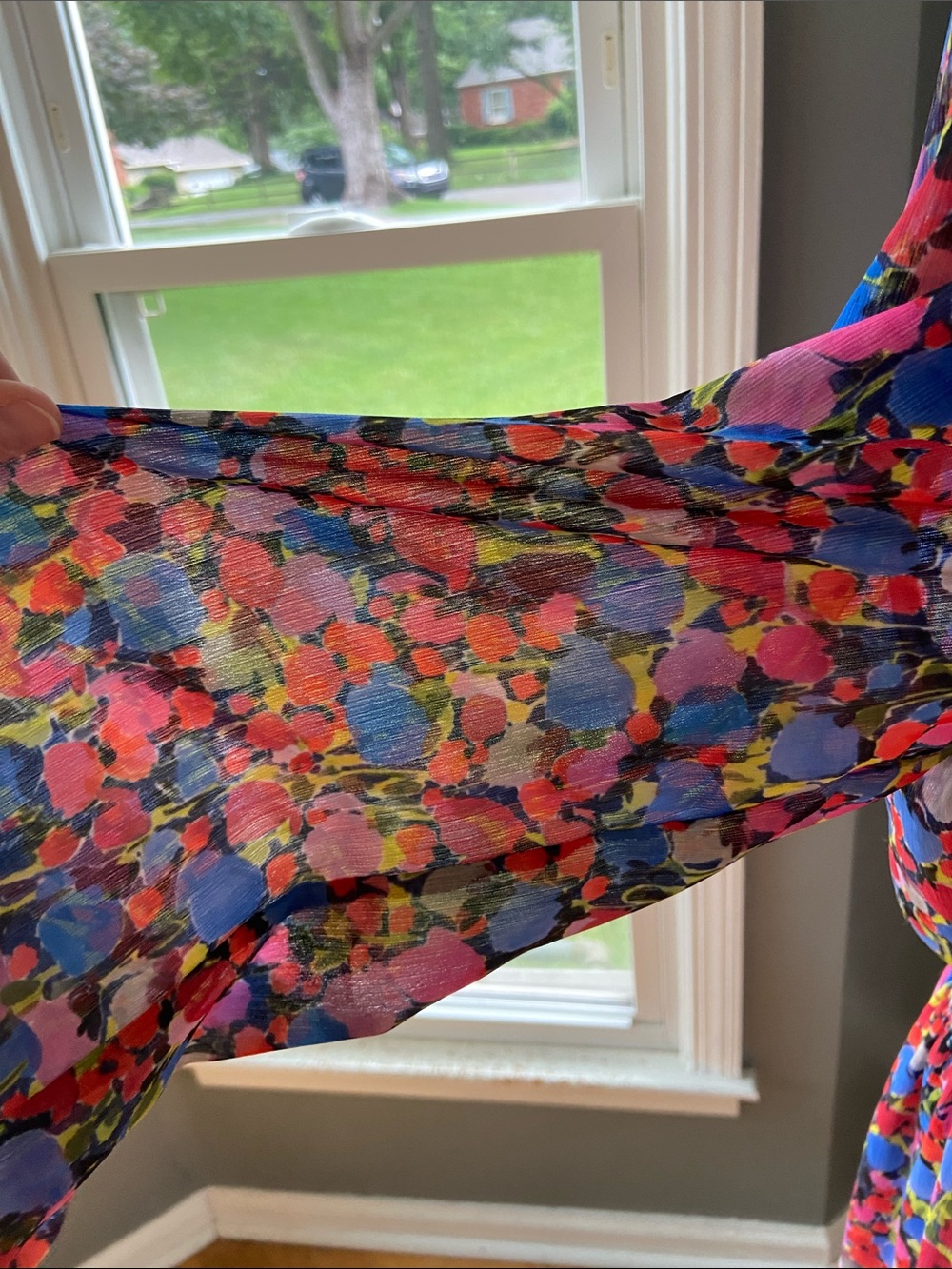 J. Crew Floral Multicolor Long-Sleeve Dress Size Medium - Picture 6 of 10